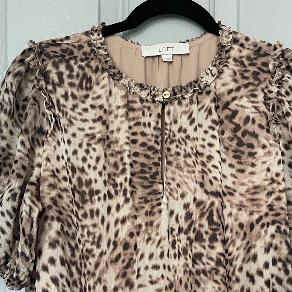 LOFT Animal Print Ruffle Dress - Picture 2 of 8